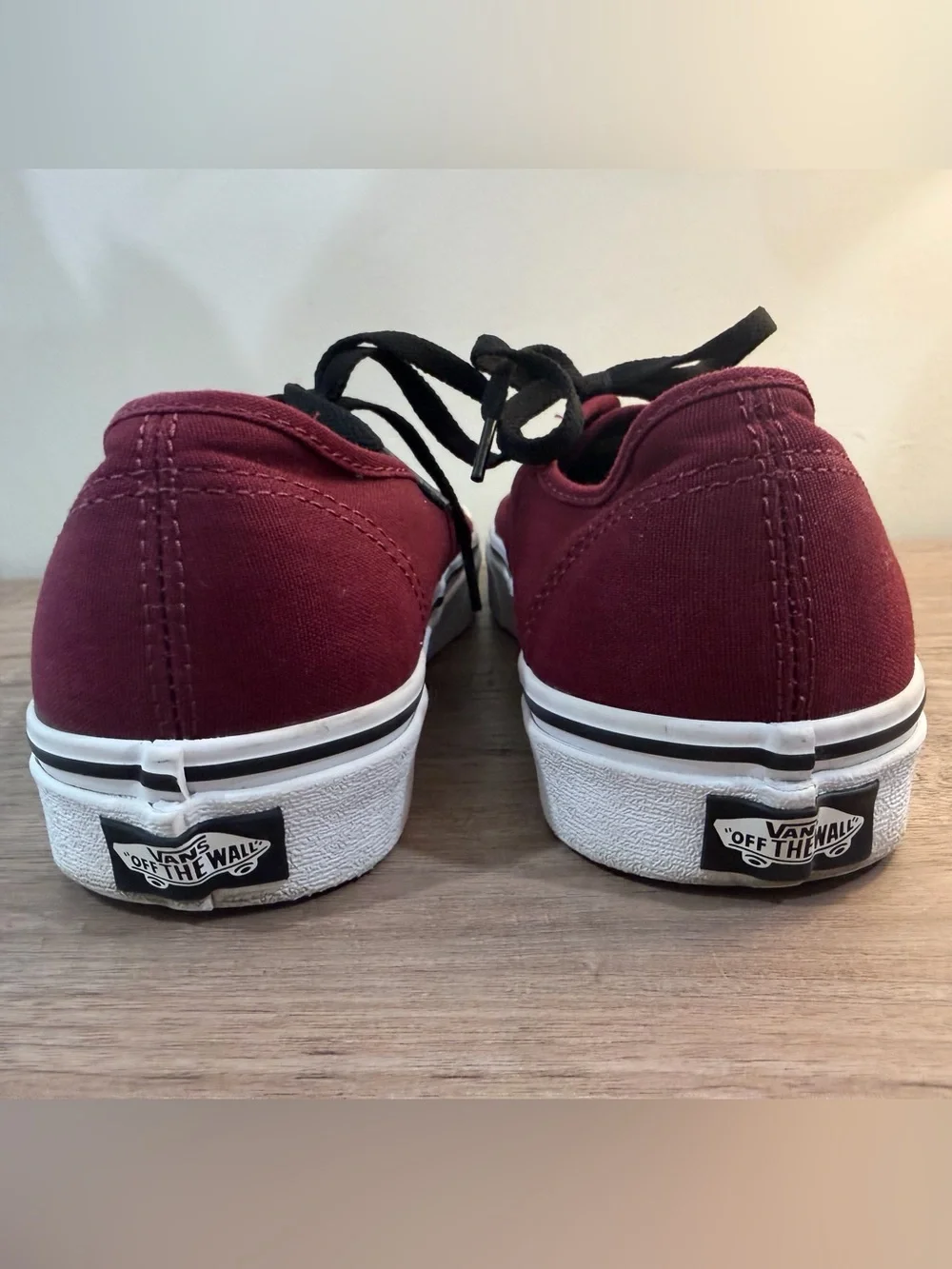 Vans Authentic Port Royal Red Burgundy/Black Canvas Low-Top Sneakers W 10 M 8.5